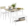 4-Piece Dining Table Set with Chairs and Bench for 4 People, Upholstered Seats, Steel Frame, Wood, Oak