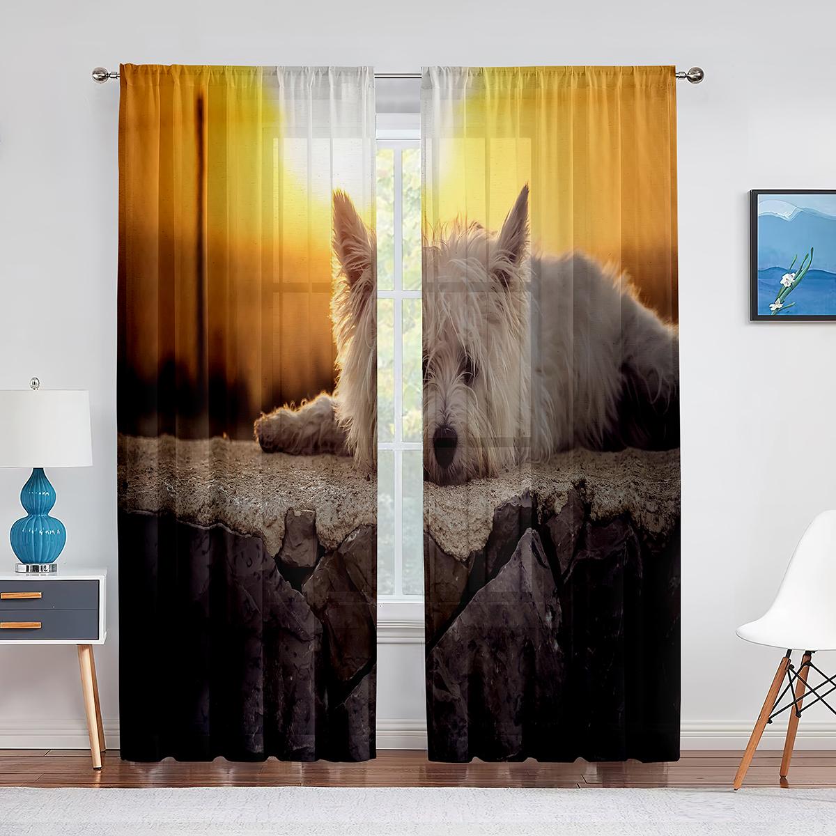 Вест-хайленд-уайт-терьер милый Вести-дог прозрачные шторы для гостиной спальни украшения — фото 11