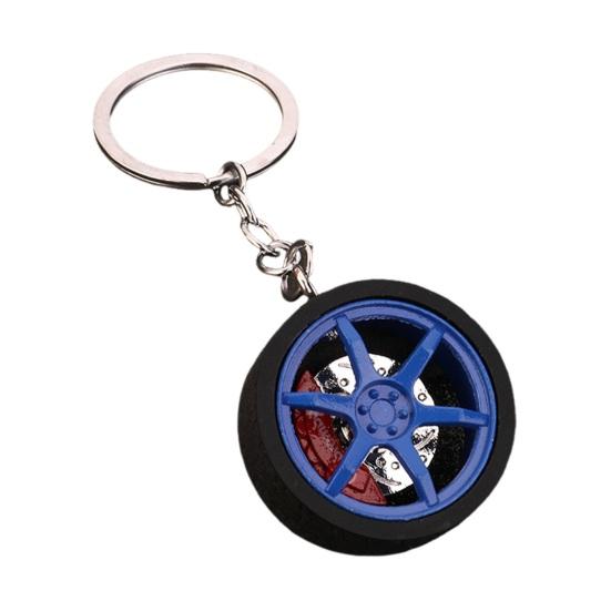 

Keychain Pendant Wheel Caliper Design Zinc Alloy Key Chain with Rubber Tires Racing Style Key Holder Backpack Car Accessory синий