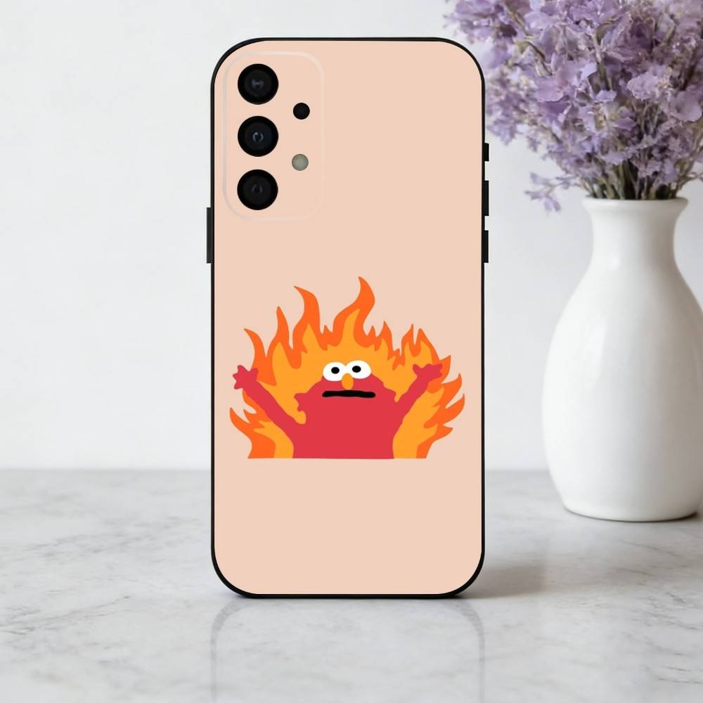C-Cartoon R-Red cute A-Elmo-O  Phone Case For Samsung Galaxy A73,A72,A71,A70,A53,A52,A51,Soft Silicone Black Cover