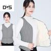 Wintermantel für Damen, Lagenlook, dünn, gepolstert, Knopfverschluss, V-Ausschnitt, ärmellos, einfarbig, winddicht, wärmespeichernd, Outdoor-Daunenmantel