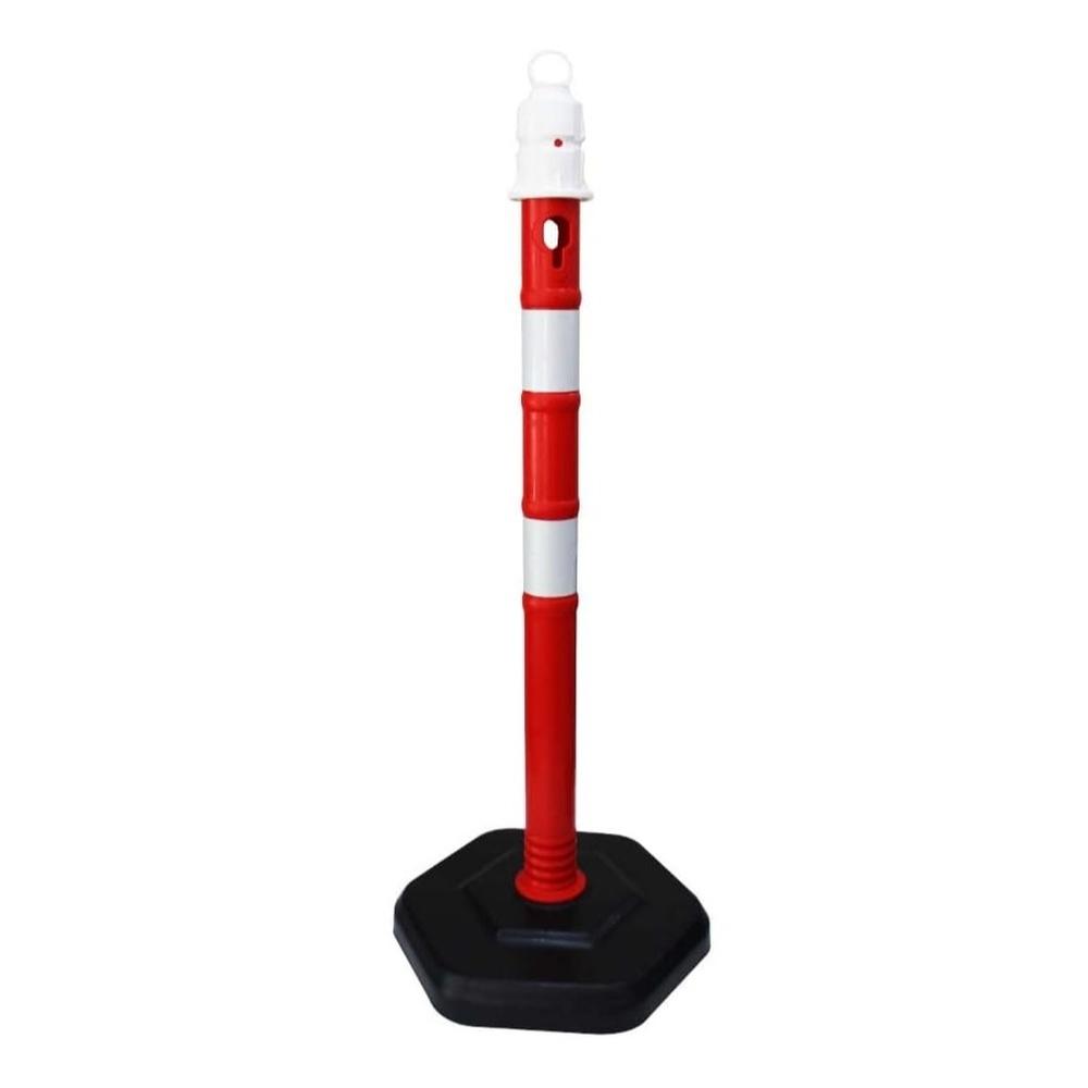 Portable 100CM Delineator Post Cones with Weighted Base | Reflective Safety Traffic Warning Posts for Parking Lots | Demountable with Attachable Sign