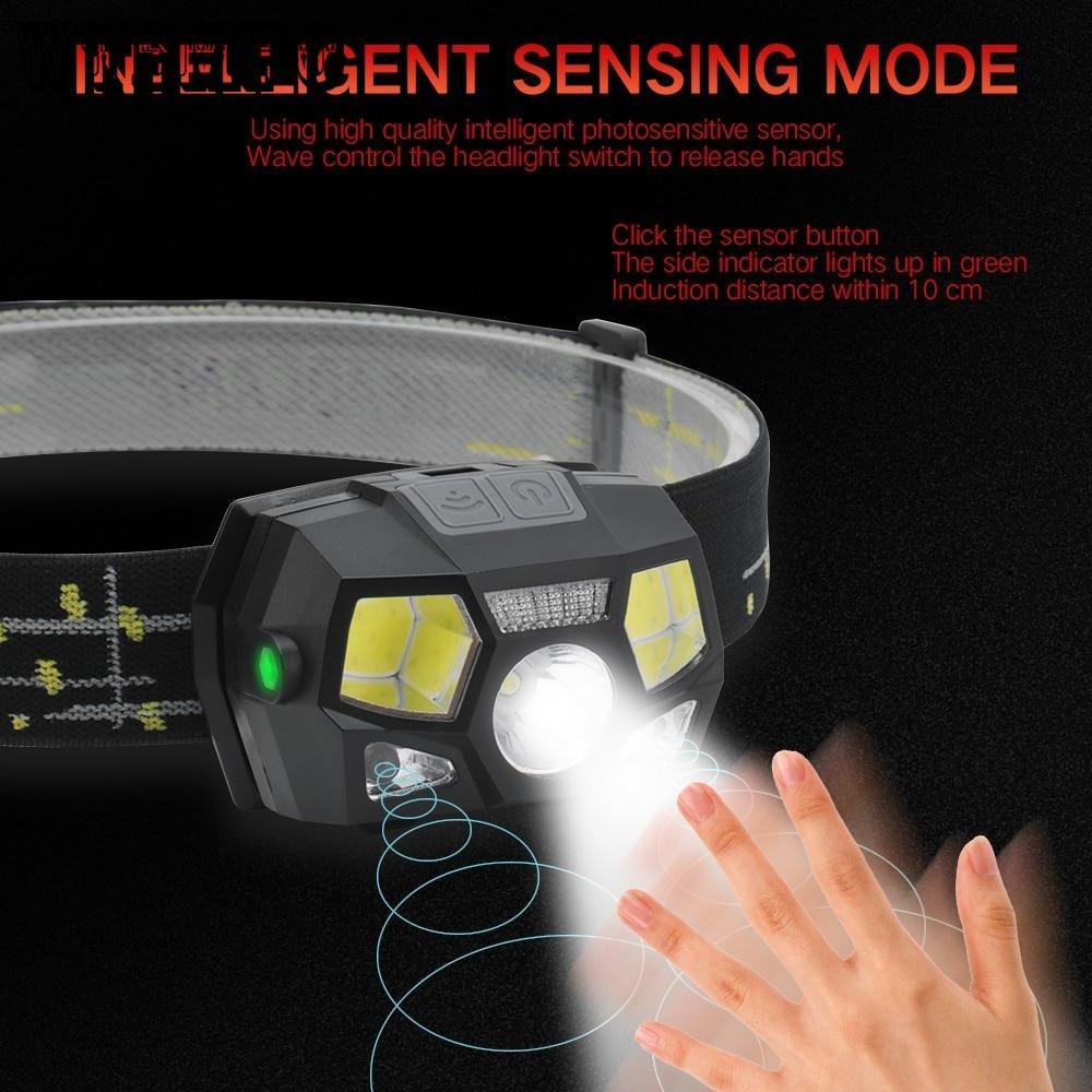 Strong Light XPE+COB+red Light USB Charging Sensing Headlights Waterproof Night Fishing for Erbium Camping Lights