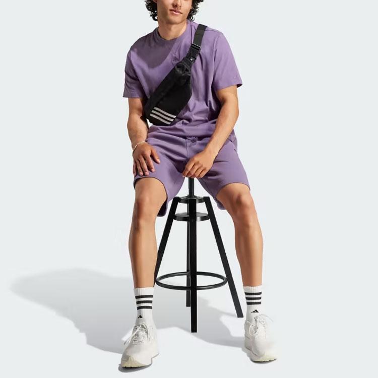 Adidas All Season Fleece Shorts Solid Color High Waist Drawstring Casual Shorts Men Shorts Purple IJ6900