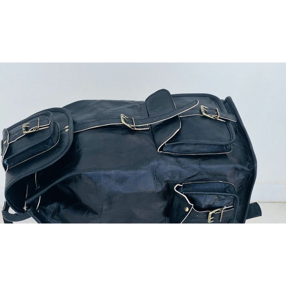 21" Lederrucksack Echtleder Rucksack Laptop Reise Schwarz Herrentasche