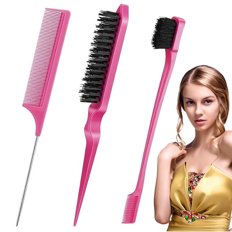 3pcs Styling Brush Set, Rat Tail Brush, Edge Brush, Suitable for Side and Back Combing, Hair Brushing, Smoothing Hair for Women