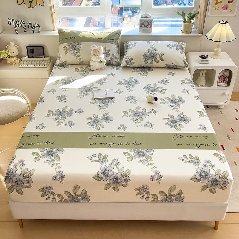 100%Cotton Fitted Bed Sheet Flower Printed Bed Sheet Single/Queen/King Size Fundas De Comfortable Fitted Sheet