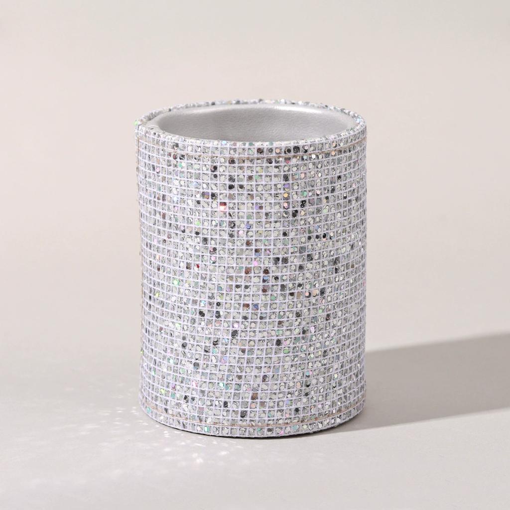 Sparkling Sequins Makeup Brush Storage Bucket Desktop Makeup Tools Storage Cosmetic Brushes Cylinder Container Home Storage Box