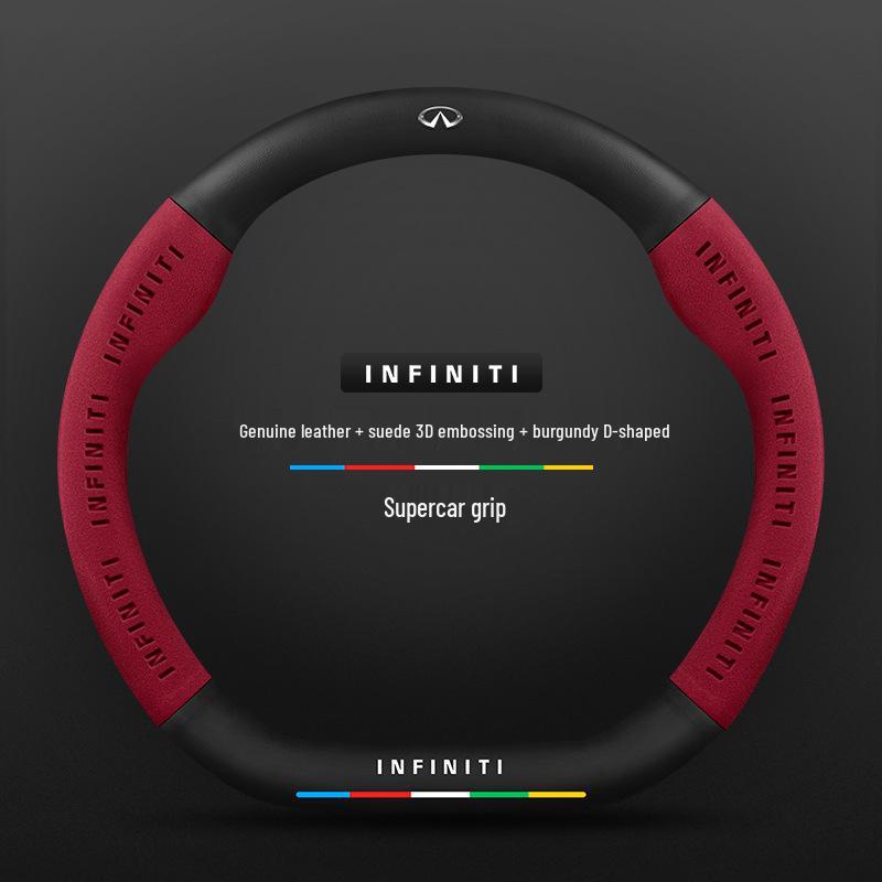 Infiniti Special Car Steering Wheel Cover - Genuine Leather, Suede, Carbon Fiber, Universal, Breathable, All-Season