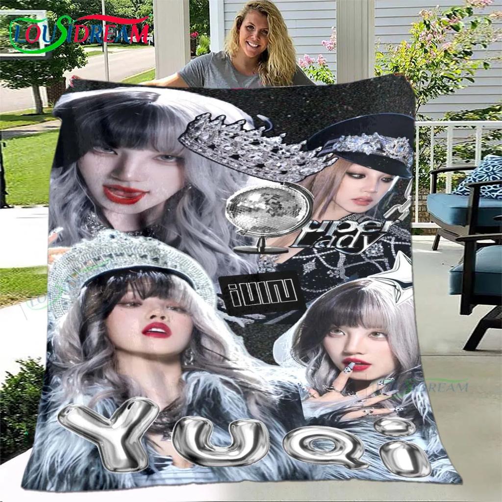 Korean Kpop Girl Group-Yuqi-Soyeon Print Four Seasons Blanket Sofa Cover Travel Bed Plush Blanket Office Break Blanket Gift