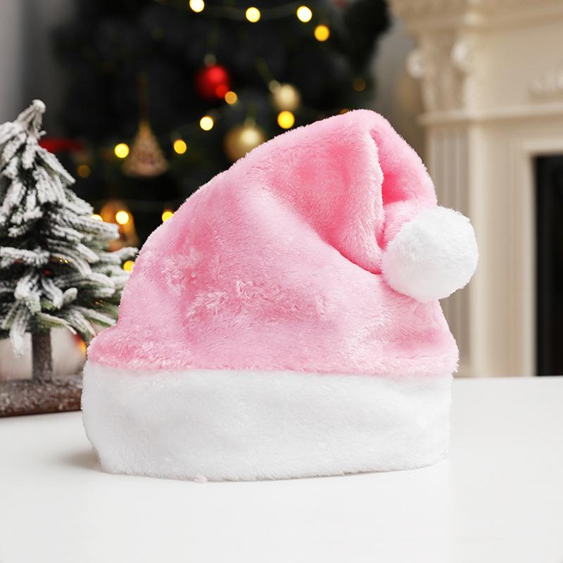 Customizable Plush Christmas Hat for Adults - Available In Red, Green, Pink, Blue, Black, Grey, and Purple with Logo Embroidery Options