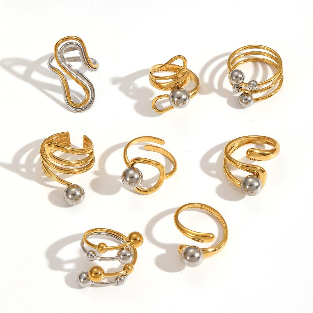 Geometric Titanium Steel Ring For Women Fashion Minimalist Hollow Design Jewelry