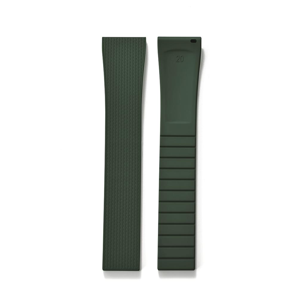 20mm Delugs CTS FKM Gummi Uhrenarmbänder mit 4 Farben Schmetterlingsschließe Einzigartige Textur Schnellverschluss Uhrenarmband für Markenuhr