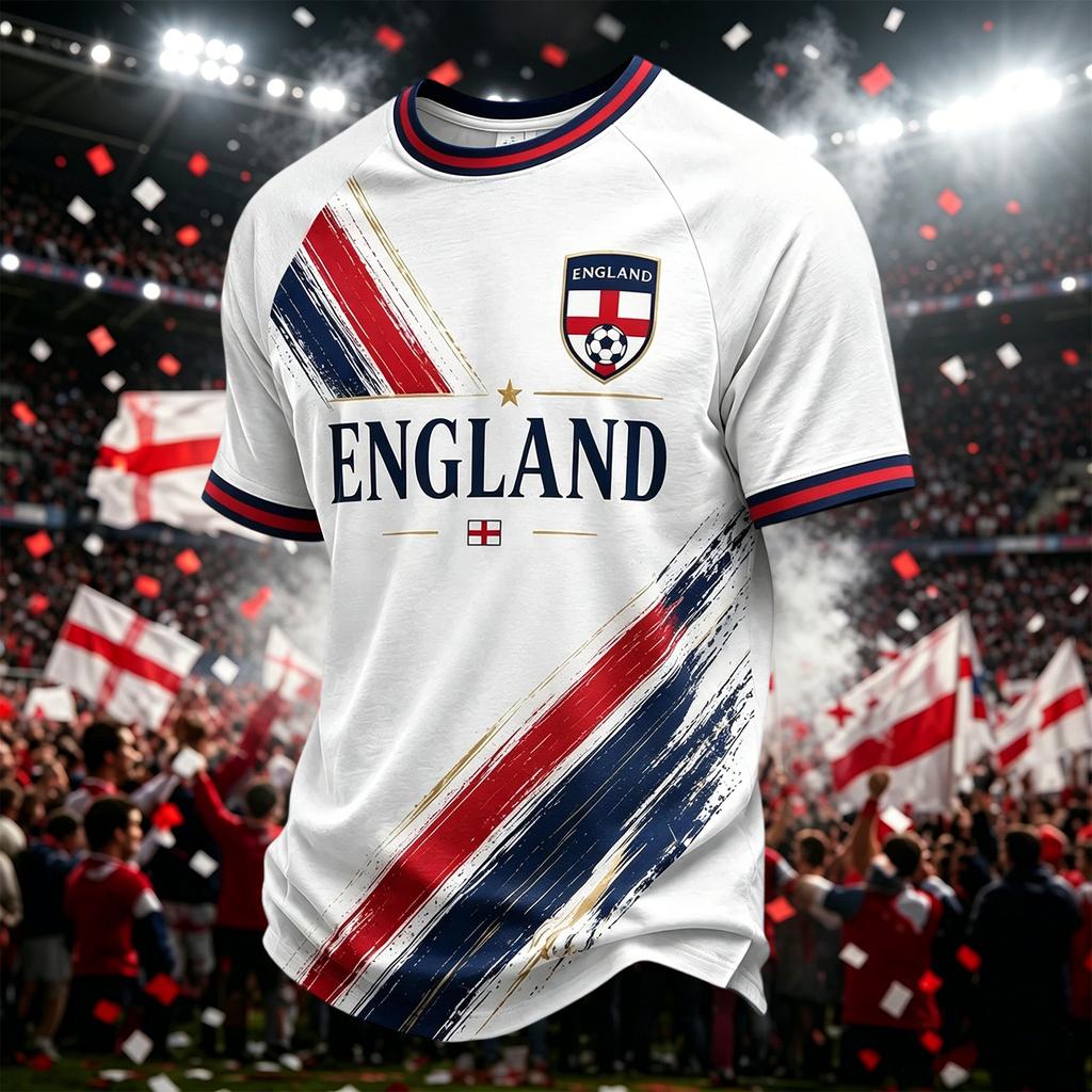 Men's Casual Lightweight Breathable Short Sleeve Crew Neck T-Shirt England 2026 Printed Design Comfortable Fit Sportswear