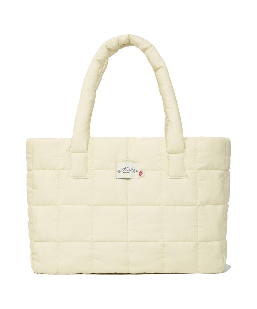 Covernat Woman Clover Heart Quilted Big Tote Bag Ivory