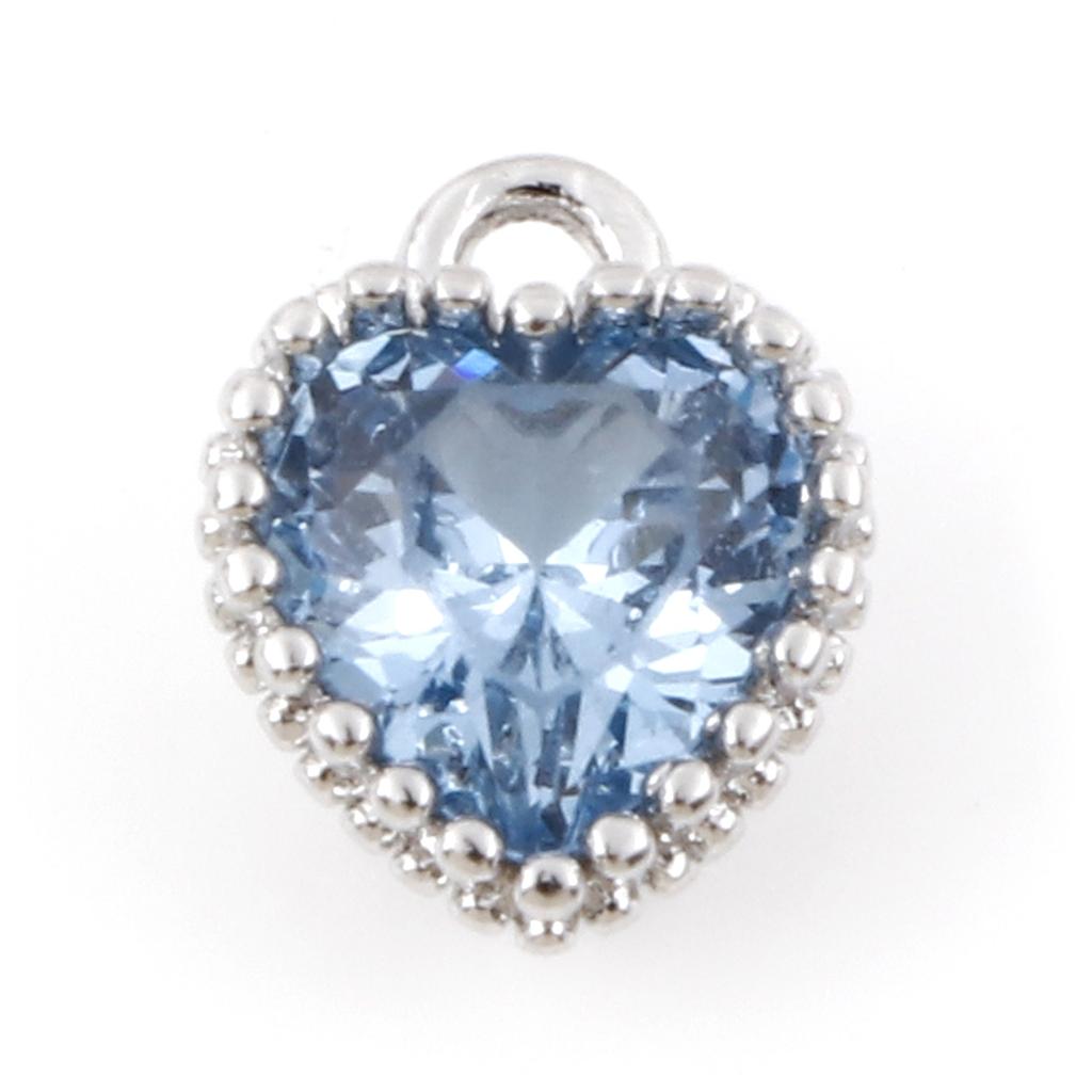 2PCs Birthstone Charms Heart Rhinestone Pendants For Necklace Bracelet Jewelry Making Diy Findings 8x6.5mm