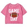 Game Day Rugby Letter Graphic Print Female T-Shirts Washed Fitness Crop Top Clothing Cotton Quality T Shirt