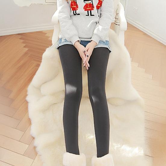 Women Leggings High Elasticity Velvet Lined Warm Pants Solid Color High Waist Leggings Tight