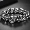 Men's Cast 316l Stainless Steel Skull Link Bracelet Man Punk Gothic Skeleton Head Wristband Biker Rock Chain Jewelry Accessories