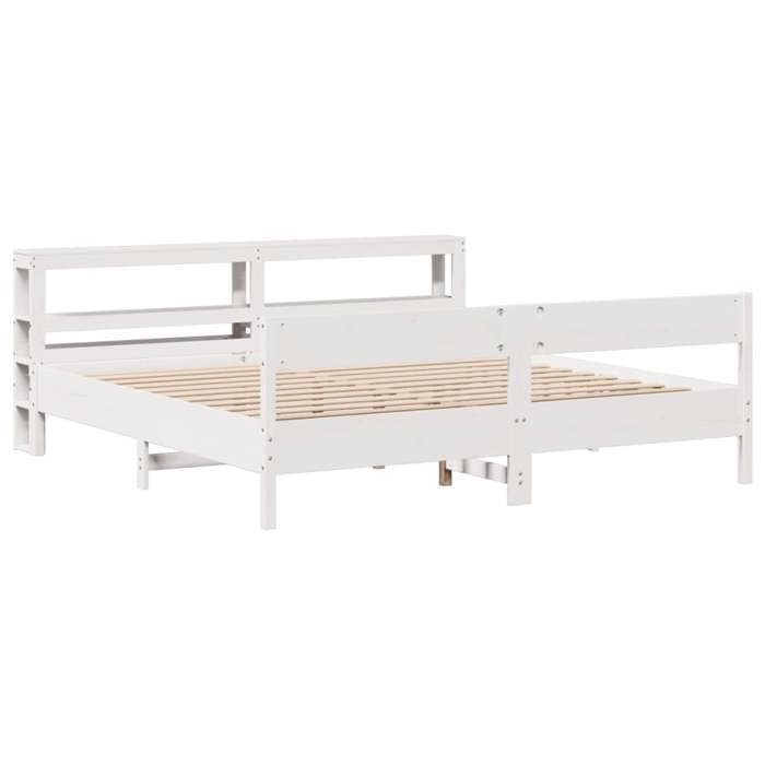 VidaXL Bed Frames and Headboard White 200x200 Cm Solid Pine Wood, Bed, Bedroom Furniture, Wooden Bed, Bed 3306175