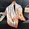 New European Court Imitation Silk High-end Square Scarf Silk Scarf Printed Shawl Scarf Sunscreen Scarf Headscarf Scarf