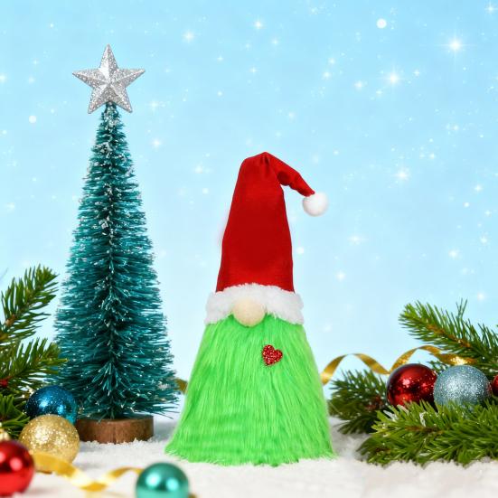 Yousheng Green Gnome Christmas Tree Topper Plush Xmas Elf Tree Topper Decoration for Christmas Tree Holiday Home Decor