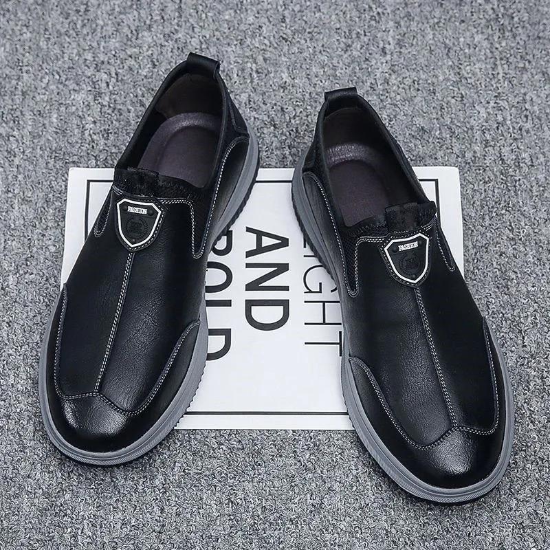 Men Shoes Slip On Man Casual Leather Shoes Breathable Loafers Fashion Non Slip Platform Sneakers for Men