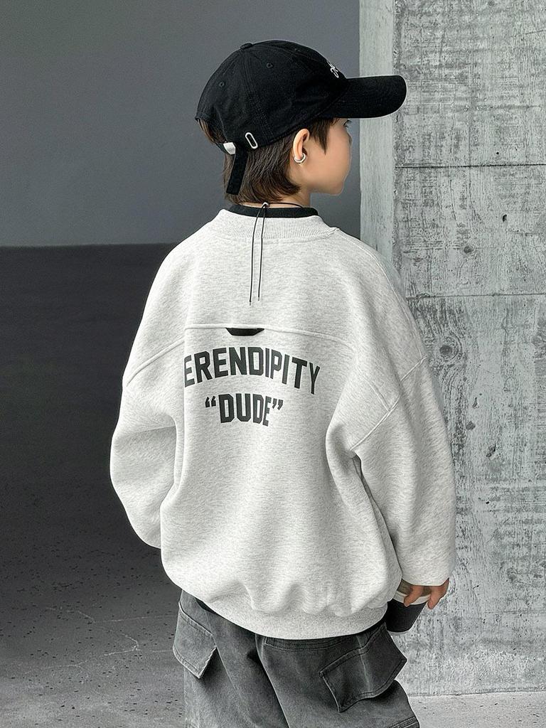 2025 Boys' Fleece-lined Sweatshirt: Warm Niche Design for Autumn/Winter