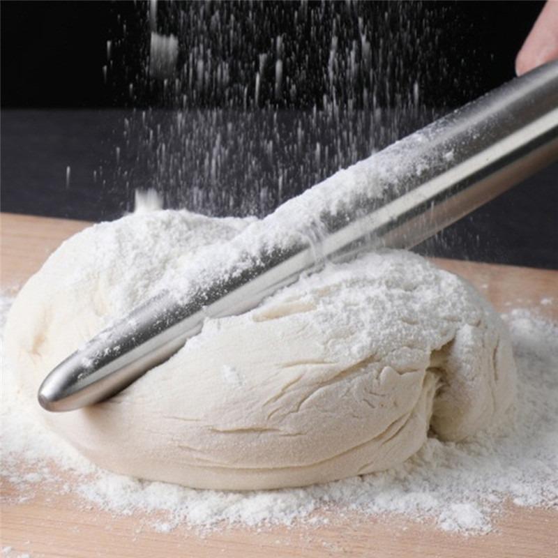 Stainless Steel Rolling Pin Kitchen Utensils Dough Roller Bake Pizza Noodles Cookie Dumplings Making Non-stick Baking Tools 2025