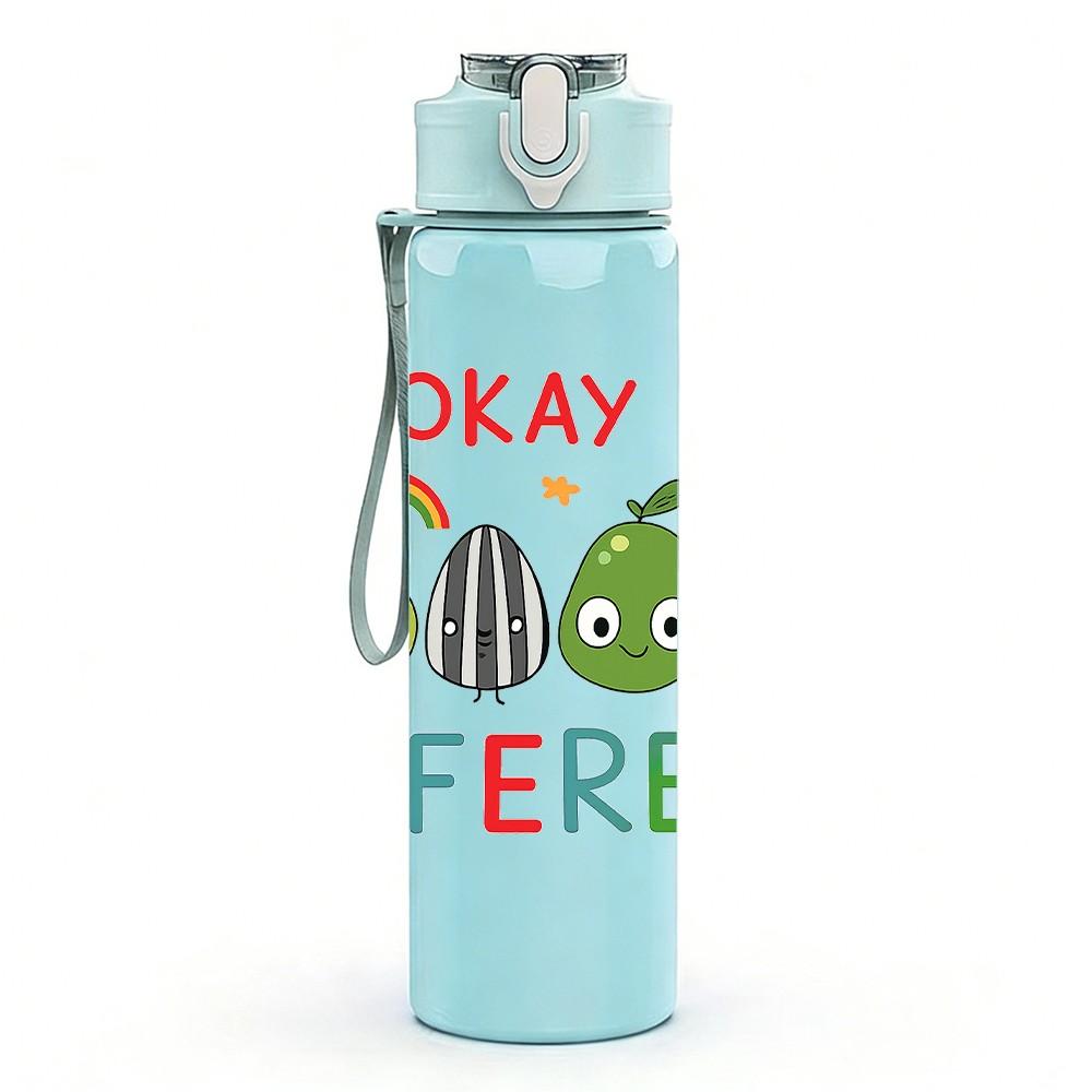 1PC Its Okay To Be Different Dino 750ml Color Plastic Sports Water Bottle Leakproof Flip Straw Lid Suitable for Sports Office Home Use