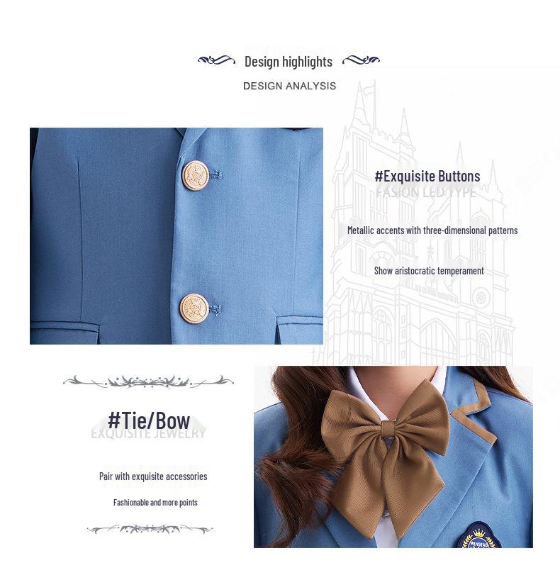 British College Style School Uniform Set – Kindergarten Boys' & Girls' Plaid Suit and Skirt.