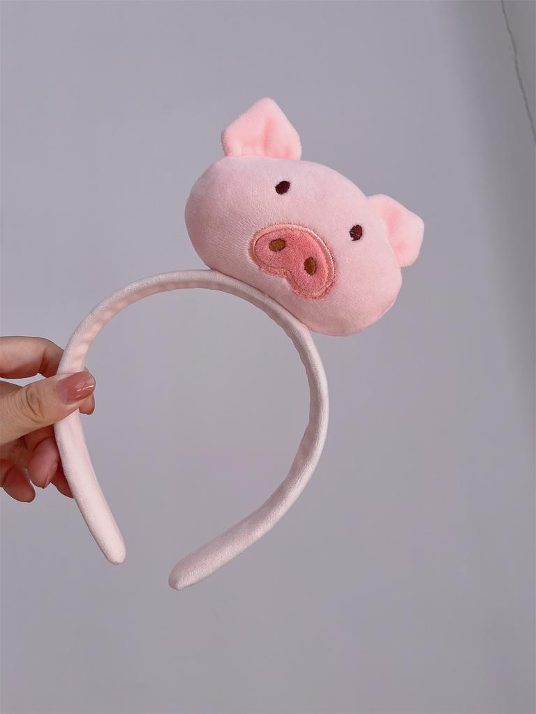 Großes Niedliches Plüsch Schweinekopf Haarband Flauschiges Gesicht Waschen Haarschmuck Rosa Schweinekopf Stirnband