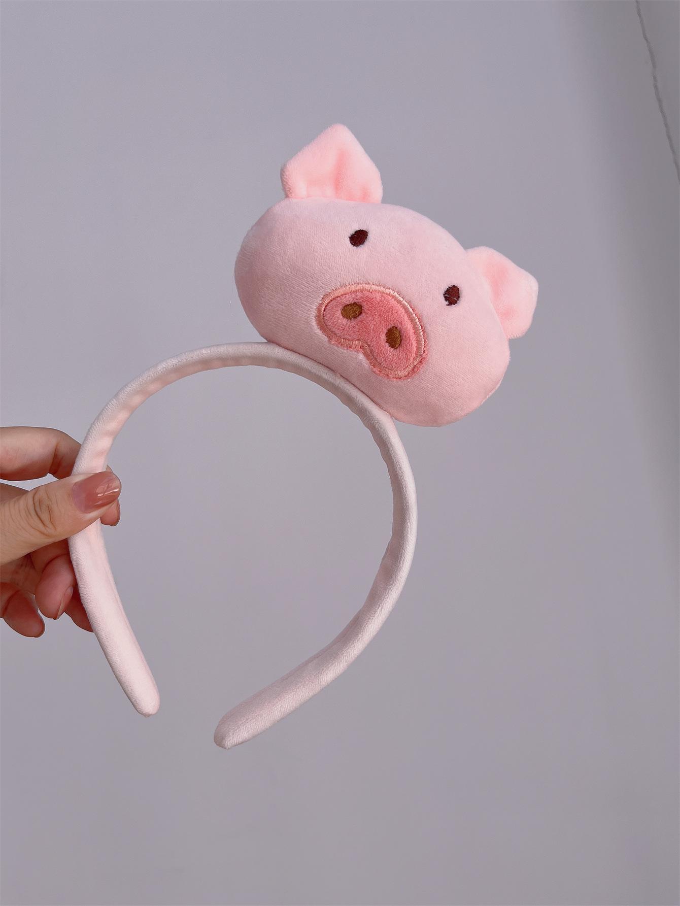 Большая милая плюшевая повязка на голову в виде свиньи, пушистая повязка на голову для мытья лица, розовая повязка на голову в виде свиньи