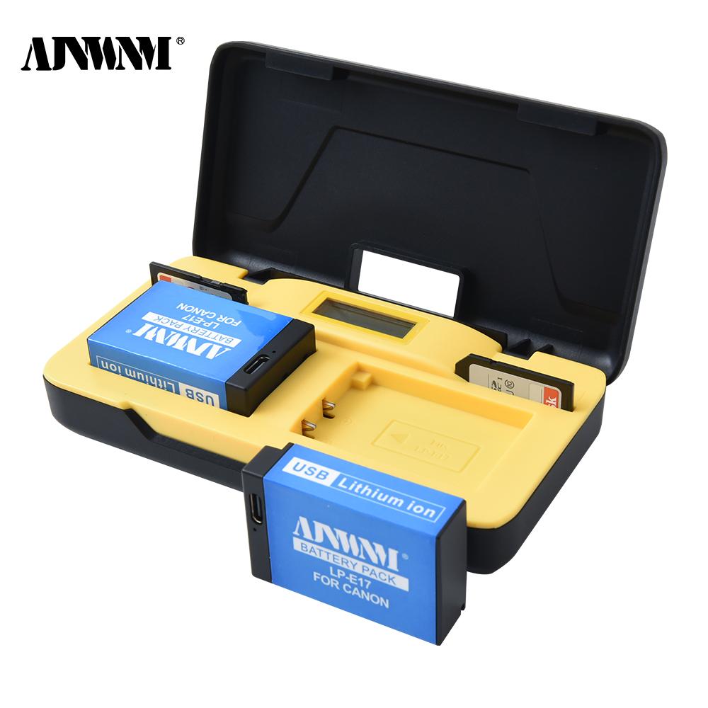 

Аккумулятор LPE17 емкостью 1900 мАч с входом USB-C + ЖК-дисплей для зарядки камеры Canon EOS 200D M3 M6 750D 760D T6i T6s 800D 8000D Kiss X8i