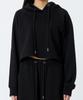 Oversized Cropped Logo Hoodie Black