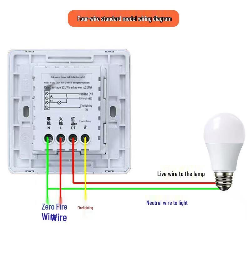 Type 86 Infrared Sound & Light Control with Human Body Sensor 220V Corridor Delay Switch