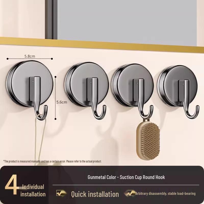 Adhesive Hooks for Kitchen & Bathroom - Punch-Free, Traceless & Vacuum Load-Bearing