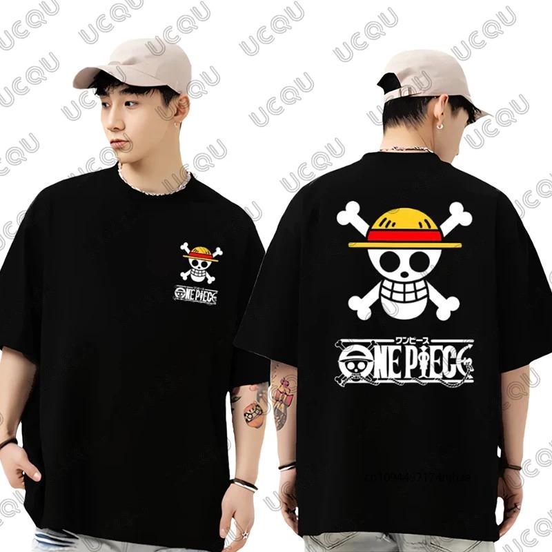 Summer Japanes One Piece Anime Cartoon Print Cotton T-shirt for Men Short Sleeve O-neck Tees Casual Sports Streetwear Unisex Top