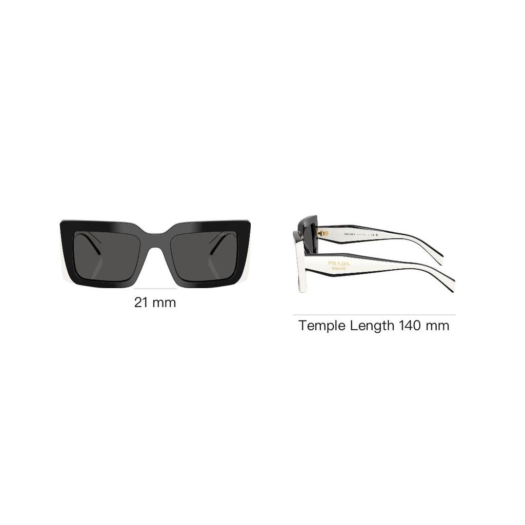 Prada Logo Acetate Square Sunglasses Women sunglasses Black White PRD01S20G08Z