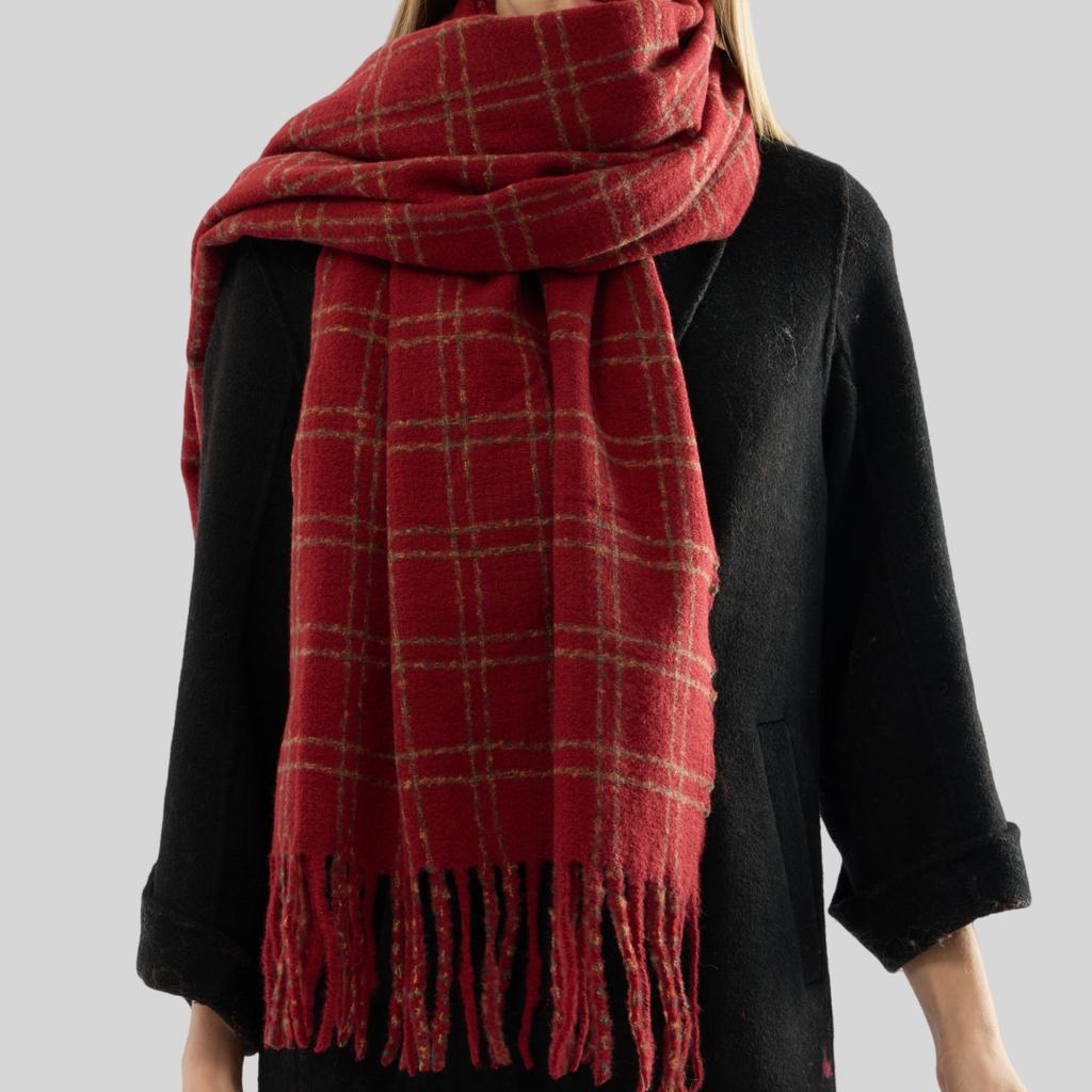 Cashmere scarf flat replacement! Advanced sense of color scheme plaid scarf warm and thickened winter versatile atmosphere scarf