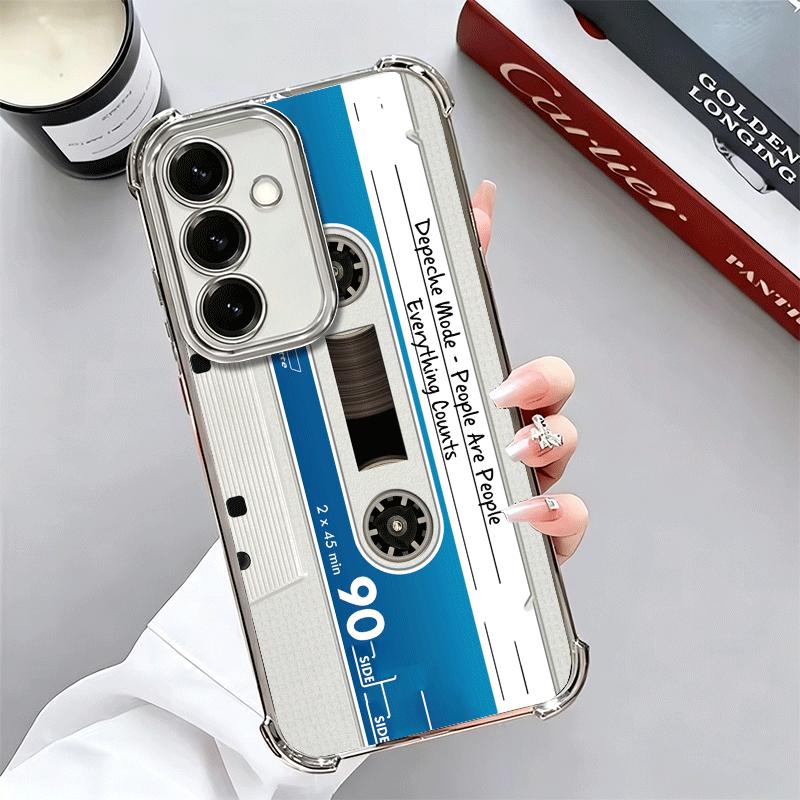 Vintage 90S Cassette Tape Pattern Plating Phone Case For Samsung A17 A07 A37 A57 A16 A56 A15 A55 A14 A54 A13 A53 A26 A36 A25 A35