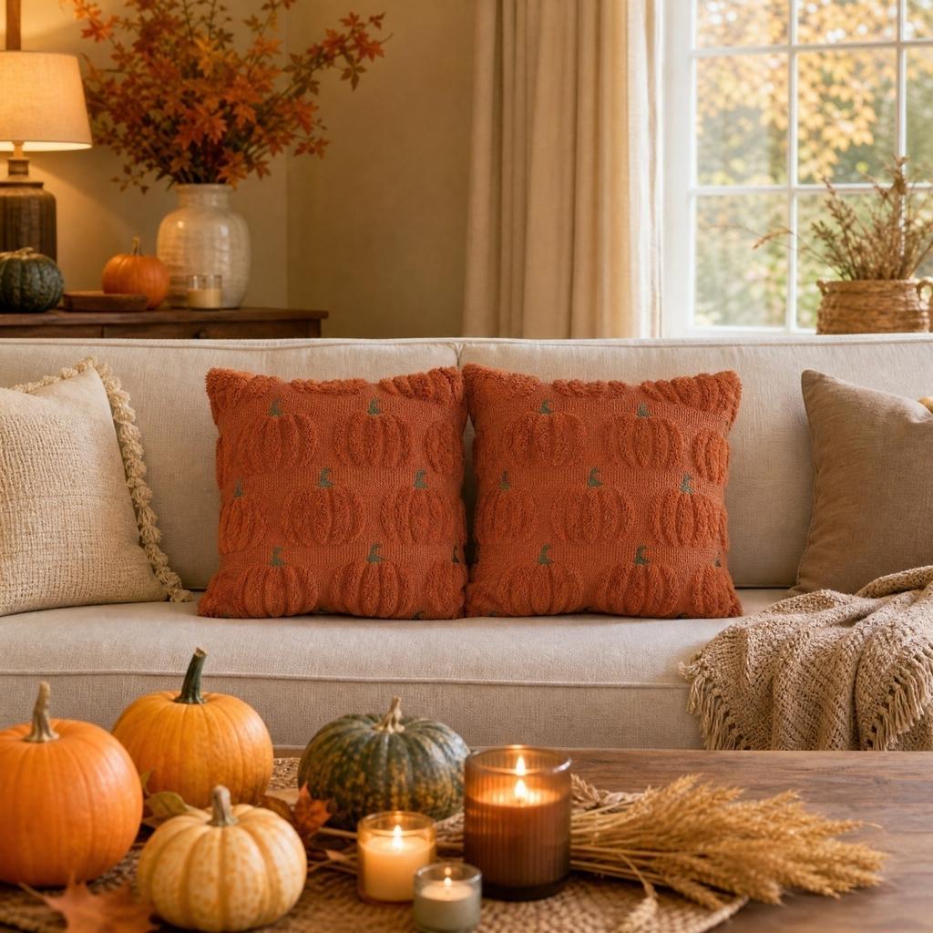 Halloween Pumpkin Cover Decorative Square Cushion Case for Couch Sofa Bed