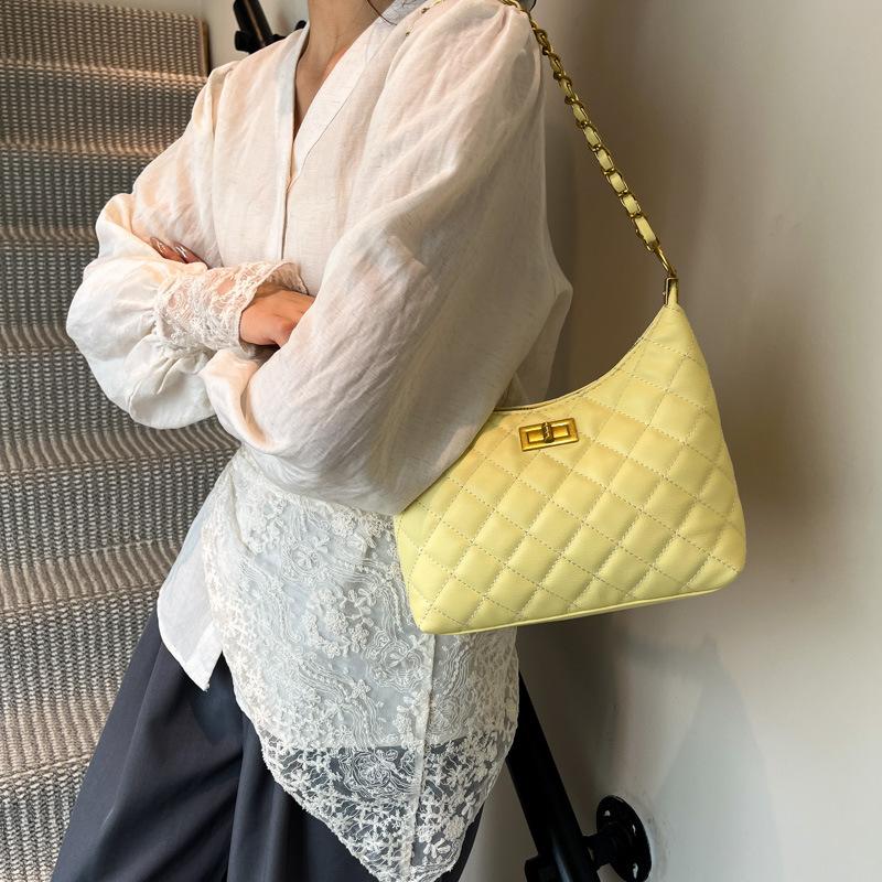 

Underarm bag rhombus embroidery thread bag women s new fashion texture bucket bag portable shoulder messenger bag жёлтый