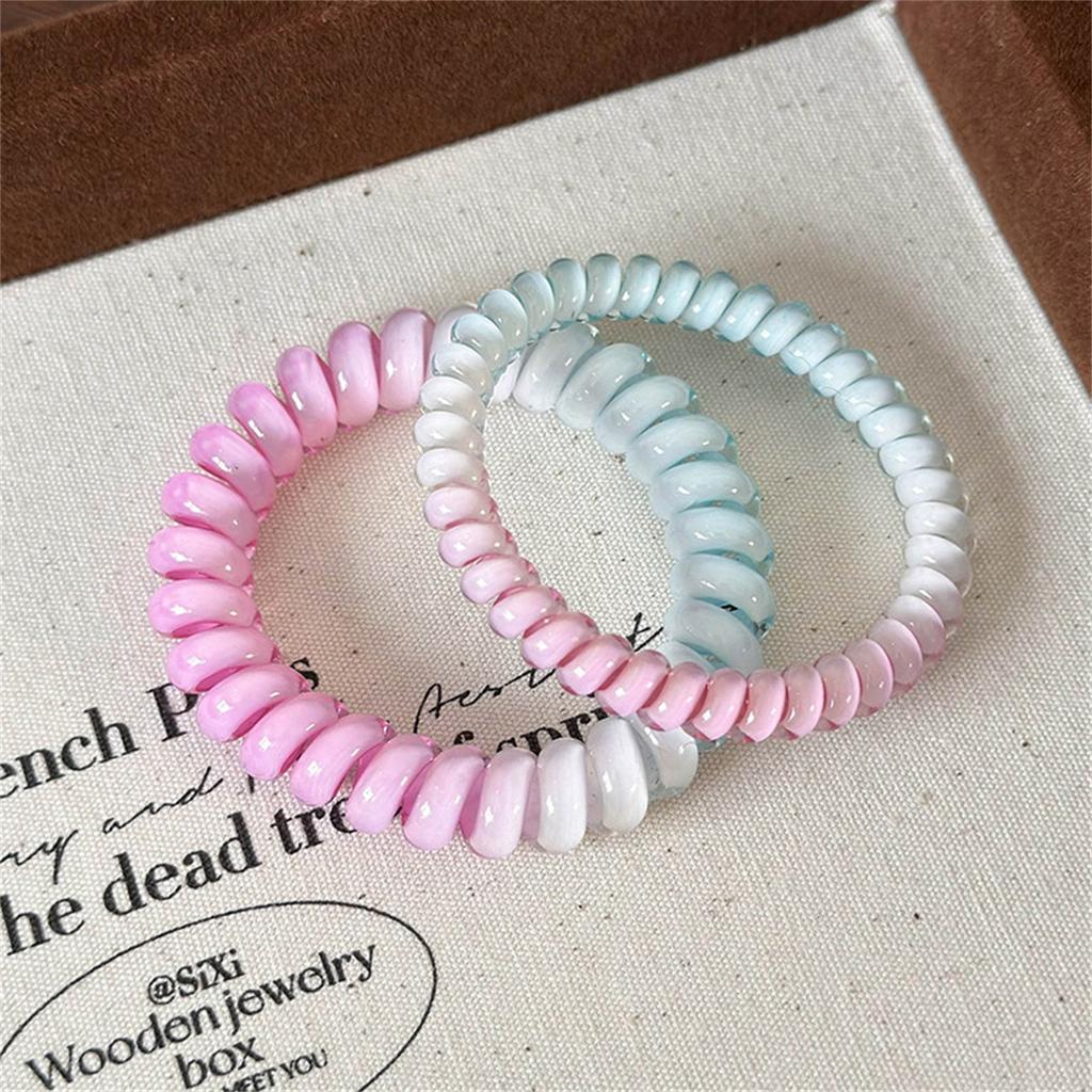 2 Stück Set Telefonkabel Scrunchies Spiralförmige Haargummis Farbverlauf Gummiband Elastisches Haarband Haarschmuck