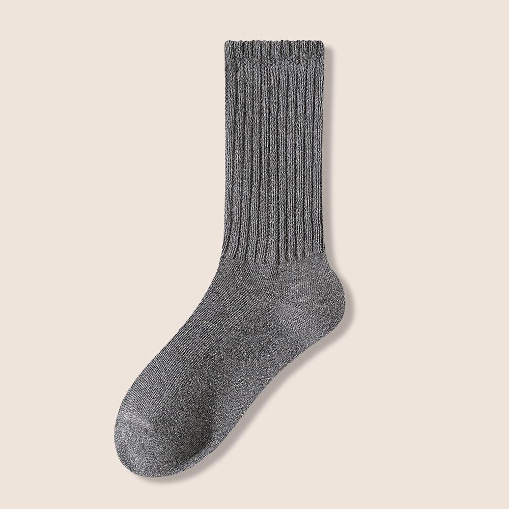 Man' Autumn and Winter Pure Cotton Fleece Vintage Antibacterial Loop Warm Long Socks