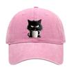 Washed Cat Print Baseball Cap Spring Summer Korean Style Casual Unisex Couple Versatile Hat Sun Hat Casual Duckbill Cap