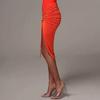 Bodycon Skirt Shirring Drawstring Women Solid Color High Split Irregular Skirt Clubwear