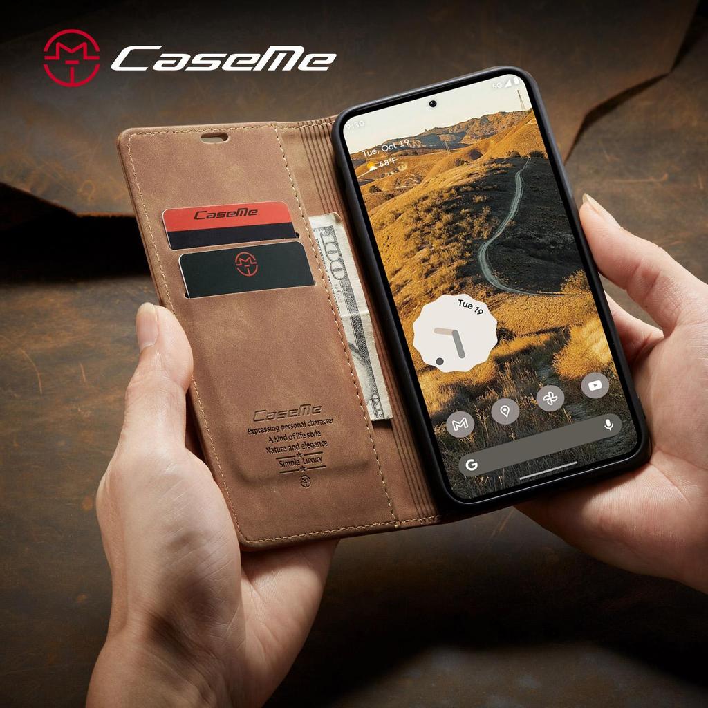 CaseMe-013 For Google Pixel 8 9 10 11 Pro/9 10 11 Pro XL 9a 10a Luxury Premium PU Leather Case Wallet Card Holder Phone Back Cover Stand Protector New