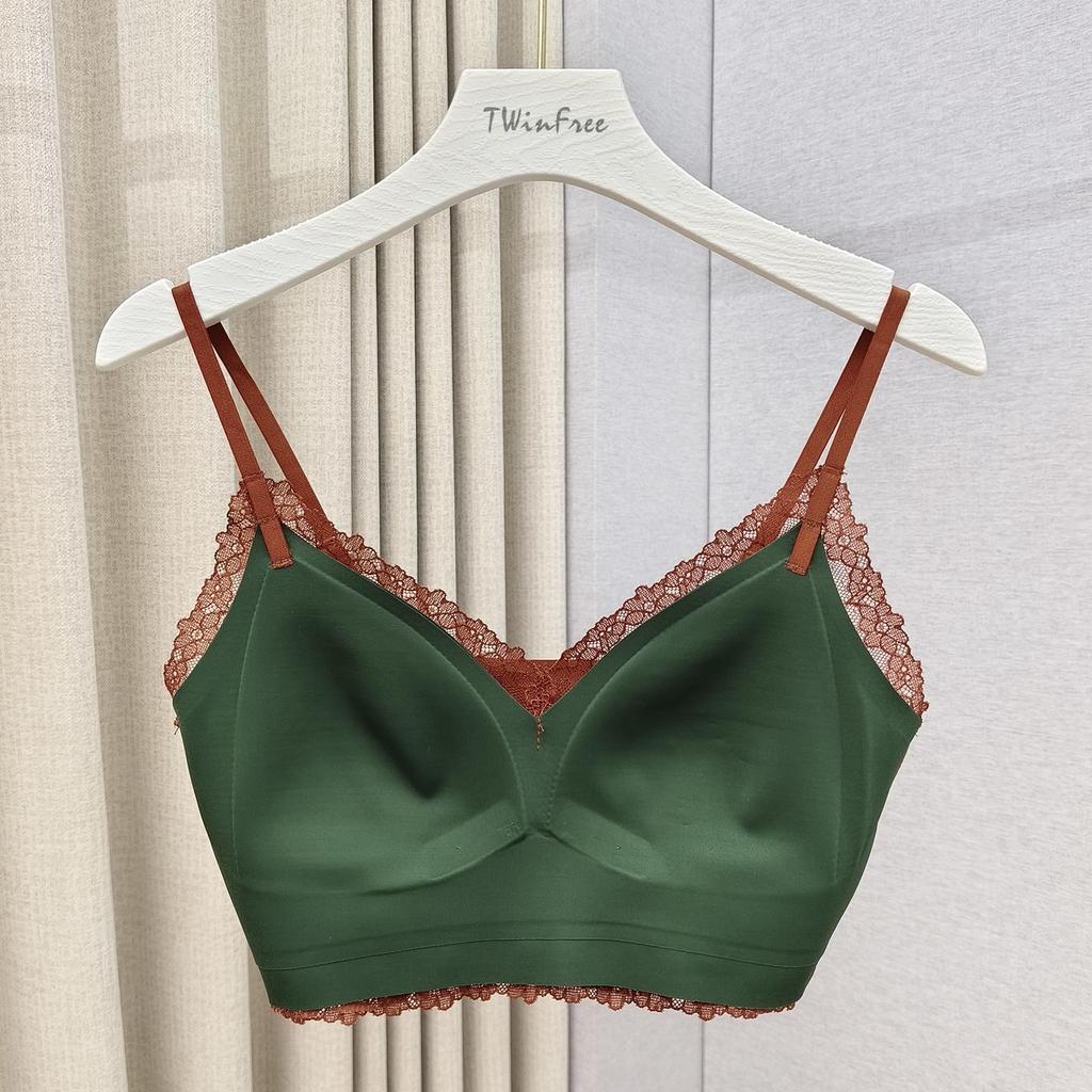 Women's French Triangle Lace Camisole Bra with V-Neck and Beautiful Back Design