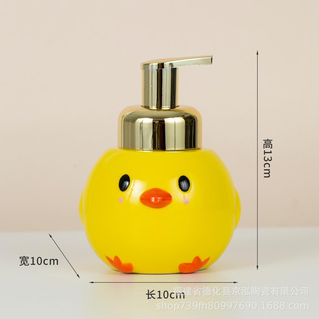 Soap Dispenser Cute Hand-painted Ceramic Hand Soap Dispensing Bottle, Cartoon Animal Lotion Bottle, for Guesthouses and Hotels
